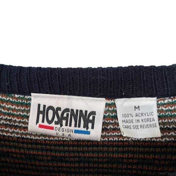 𝅺vintage Hosanna Floral Knit Grandma Sweater Cardigan Medium - Picture 5 of 5